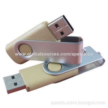 Rotation USB Flash Drives, Made of Recycled Plastic, 1 to 16GB, OEM or ODM Orders Welcomed